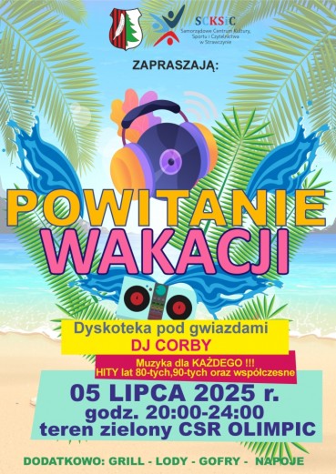 plakat powitanie wakacji 2025 www